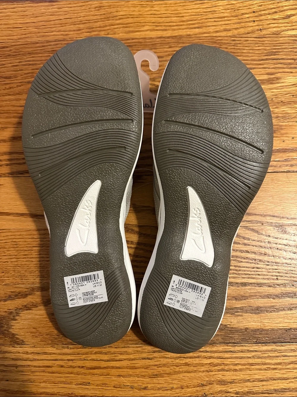 Clarks Women's Gray/Beige Slide Sandals with Grey Footbed - Picture 2 of 5